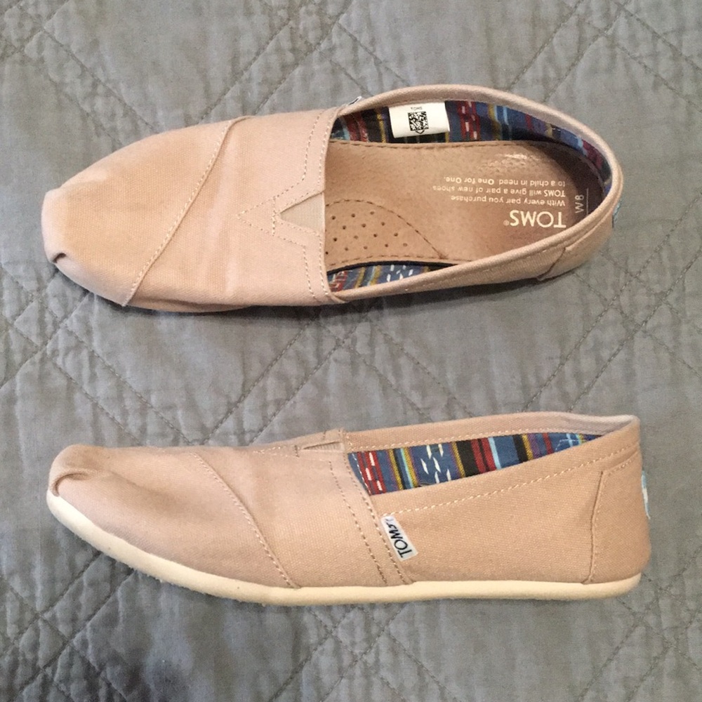 TOMS Tan Slip On Shoes size 8